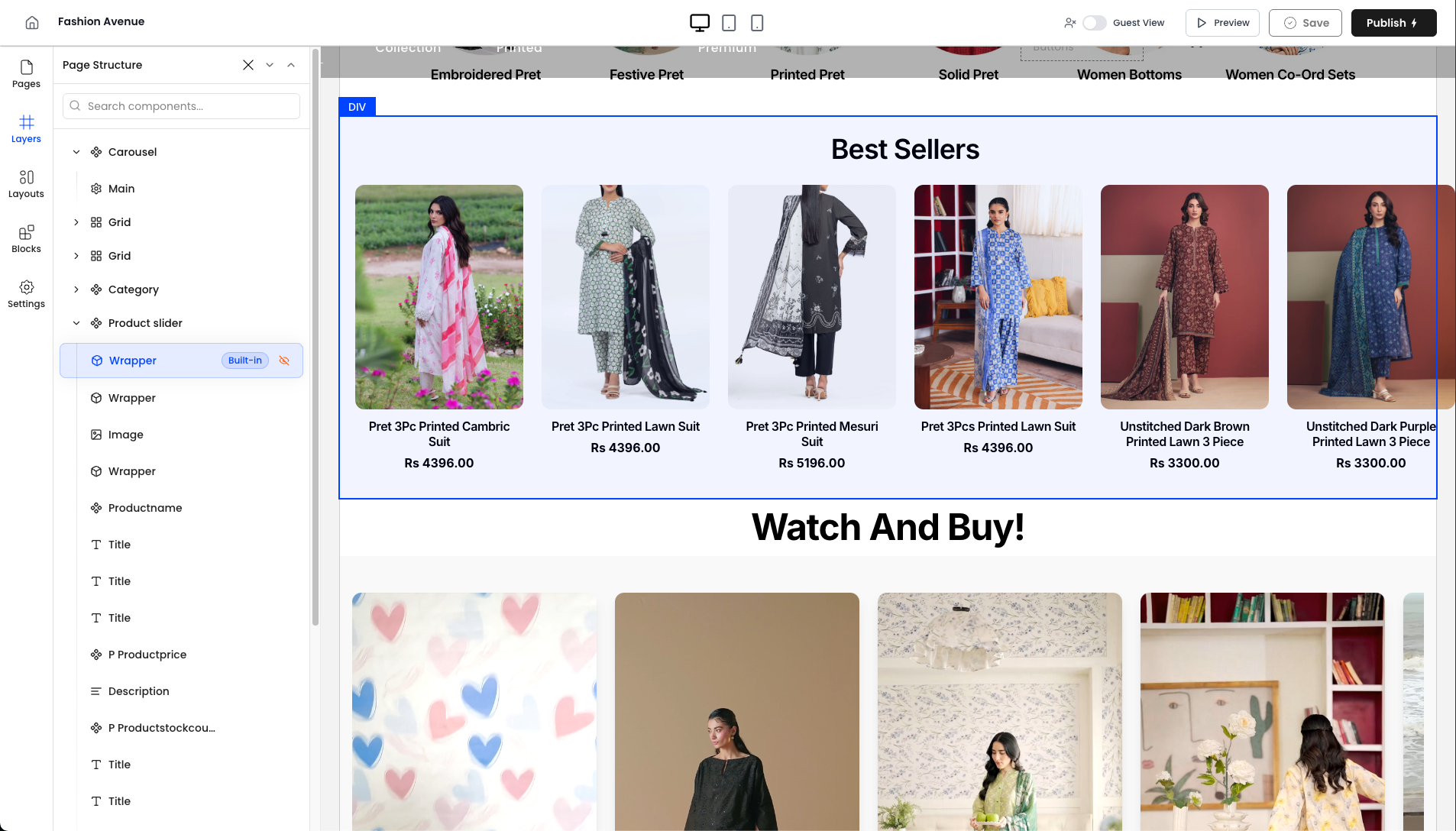 Visual page layer management